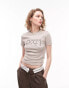 Topshop Los Angeles graphic embroidered short sleeve tee in stone Оранжевый, L - EU 44 - фото #1