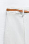 Linen blend straight-leg trousers with belt