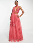 Фото #4 товара Maya triangle embellished lehenga maxi skirt in red