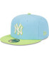 Фото #1 товара Men's Light Blue and Neon Green New York Yankees Spring Color Two-Tone 59FIFTY Fitted Hat