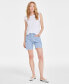 Фото #1 товара Women's High-Rise Frayed Denim Shorts, Created for Macy's