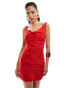 Фото #1 товара ASOS DESIGN burnout strappy cowl neck mini dress in red