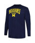 Фото #3 товара Men's Navy Michigan Wolverines Big and Tall Arch Long Sleeve T-shirt