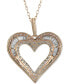 Фото #3 товара Macy's diamond Heart Pendant Necklace (1 ct. t.w.) in 10k Rose Gold, 16" + 2" extender