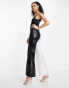 Jaded Rose 70s plunge flare cami jumpsuit in contrast sequin