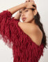 Фото #2 товара ASOS EDITION fringe slouchy off shoulder maxi dress in red