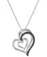 ფოტო #1 პროდუქტის Black & White Diamond Heart 18" Pendant Necklace (1/4 ct. t.w.) in Sterling Silver