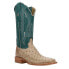 Фото #2 товара R. Watson Boots Full Quill Ostrich Embroidered Square Toe Cowboy Womens Beige,