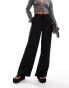 Noisy May high waist wide leg ripple texture trousers in black