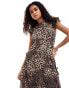 Reclaimed Vintage maxi dress with asymmetric ruching in animal print