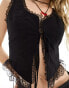 Lioness lace trim sleeveless tie front top in black Черный, 42 - фото #3