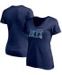 ფოტო #1 პროდუქტის Women's Navy Winnipeg Jets Mascot In Bounds V-Neck T-shirt