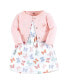 Toddler Girls Cotton Dress and Cardigan Set, Pastel Butterfly