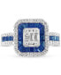 EFFY® Sapphire (1-1/20 ct. t.w.) & Diamond (1/2 ct. t.w.) Halo Cluster Ring in 14k White Gold