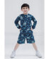 ფოტო #3 პროდუქტის Boys Jurassic Park Blue French Terry Sweatshirt and Bike Shorts to