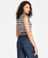 ფოტო #2 პროდუქტის Women's Striped Ruffled-Sleeve Tee