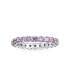 ფოტო #2 პროდუქტის Bridal Cubic Zirconia Stackable AAA CZ Eternity Thin 3MM Anniversary Wedding Band Ring For Women .925 Sterling Silver