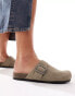 Pull&Bear suede clog with buckle in stone