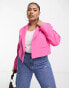 Yours tailored cropped blazer in bright pink