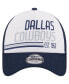 ფოტო #4 პროდუქტის Men's White, Navy Dallas Cowboys Stacked A-Frame Trucker 9FORTY Adjustable Hat