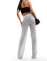 Kaiia knitted metallic flared trousers in silver