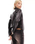 ASOS DESIGN 90s fitted leather look jacket in brown