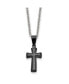ფოტო #1 პროდუქტის Black IP-plated Small Pillow Cross Pendant Cable Chain Necklace