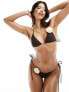 Фото #1 товара Candypants contrast flower tie side bikini bottom in dark brown