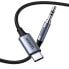 Фото #2 товара Kabel audio stereo AUX 3.5 mm mini jack - USB-C do telefonu tabletu 1m czarny