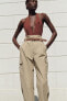 Belted paperbag cargo trousers