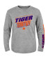 Фото #3 товара Big Boys Heather Gray Clemson Tigers 2-Hit For My Team Long Sleeve T-shirt