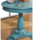 Round Wood Pedestal Side Table, Teal