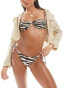 Mango zebra print double tie side bikini bottom in brown