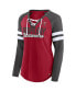 ფოტო #2 პროდუქტის Women's Red, Pewter Tampa Bay Buccaneers True to Form Raglan Lace-Up V-Neck Long Sleeve T-shirt