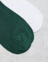 Фото #4 товара ASOS DESIGN 2 pack rib sock in white and green