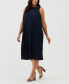 Фото #3 товара Plus Size Partially Lined Plisse Sleeveless Midi Dress
