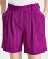 ფოტო #3 პროდუქტის Women's Pleated Pinstripe Shorts