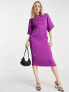 Closet London ribbed pencil midi dress in purple