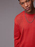 Topman knitted pointelle jumper in red