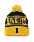 ფოტო #2 პროდუქტის Men's Black Iowa Hawkeyes Draft Cuffed Knit Hat with Pom