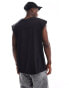 Brave Soul oversized raw edge vest in black