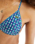 Lacoste triangle bikini top in geo print