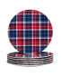 Фото #1 товара Patriotic Plaid Melamine Salad Plate, Set of 6