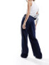 Monki heart stripe straight leg track pant trouser in navy and white