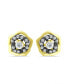 Cubic Zirconia with Black Rhodium Flower Stud Earrings, 18K Gold over Silver