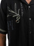 Abercrombie & Fitch martini embroidery short sleeve shirt relaxed fit in black co-ord