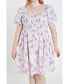 Фото #1 товара Women's Plus Size Tiered Smocked Mini Dress