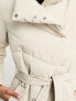 Vero Moda funnel neck padded jacket with belt in cream