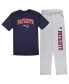 ფოტო #1 პროდუქტის Men's Navy, Heather Gray New England Patriots Big and Tall T-shirt and Pajama Pants Sleep Set