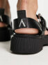 ASRA Exclusive Samba flat sandals with buckle strap in black leather